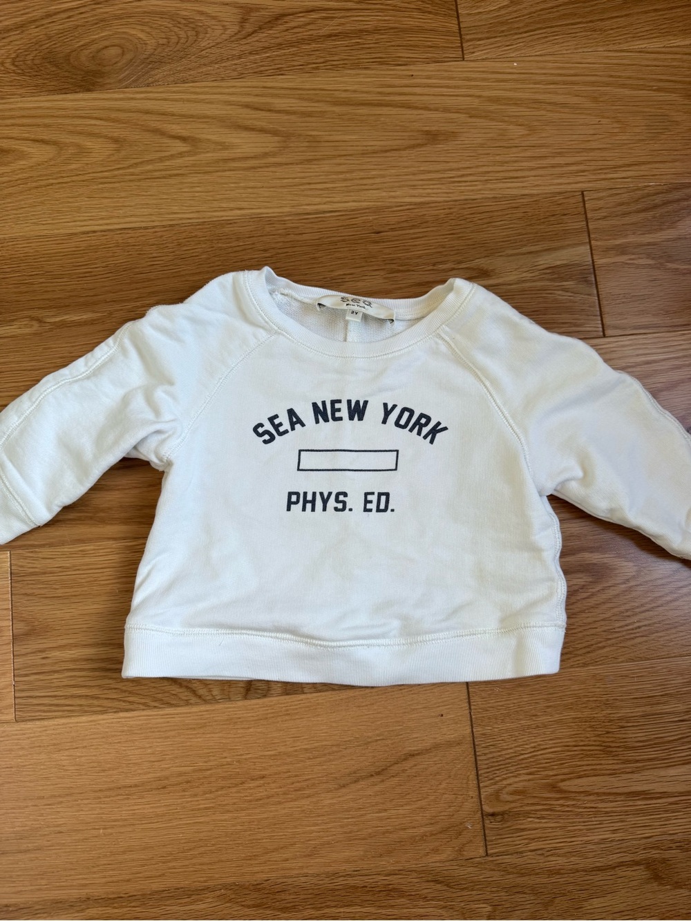 Sea New York Kids White Crewneck Sweatshirt with Navy Print